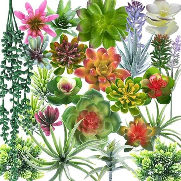 Set of 25 artificial succulent plants faux unpotted greenery for home garden dec - Picture 7 of 7